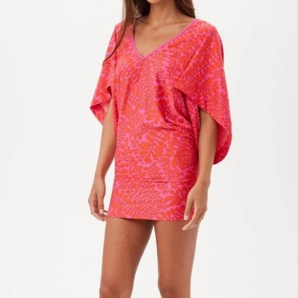 Trina Turk Pink Trellis Swim Tunic - Size L - Picture 2 of 9